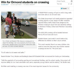 Win for Ormond students on crossing 31.01.12